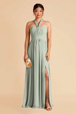 Grace Convertible Dress - Sage -US Skirt Sales 2024 sage grace convertible slit chiffon bridesmaid dress 06