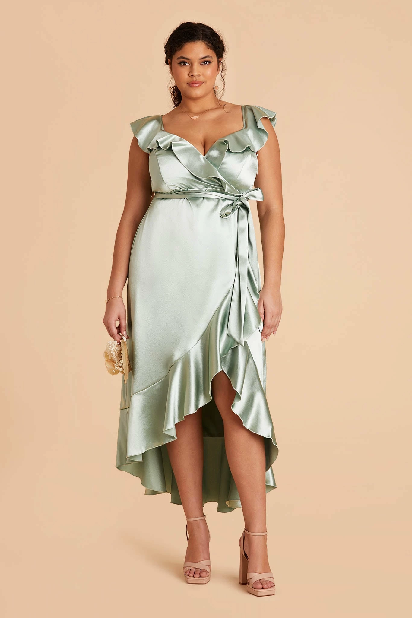 James Shiny Satin Midi Dress - Sage 13 James Shiny Satin Midi Dress - Sage - Image 13