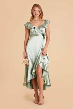 James Shiny Satin Midi Dress - Sage 25 James Shiny Satin Midi Dress - Sage -US Skirt Sales 2024 sage james satin bridesmaid dress 01