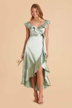 James Shiny Satin Midi Dress - Sage 18 James Shiny Satin Midi Dress - Sage -US Skirt Sales 2024 sage james satin bridesmaid dress 02
