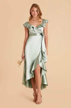 James Shiny Satin Midi Dress - Sage 19 James Shiny Satin Midi Dress - Sage -US Skirt Sales 2024 sage james satin bridesmaid dress 04