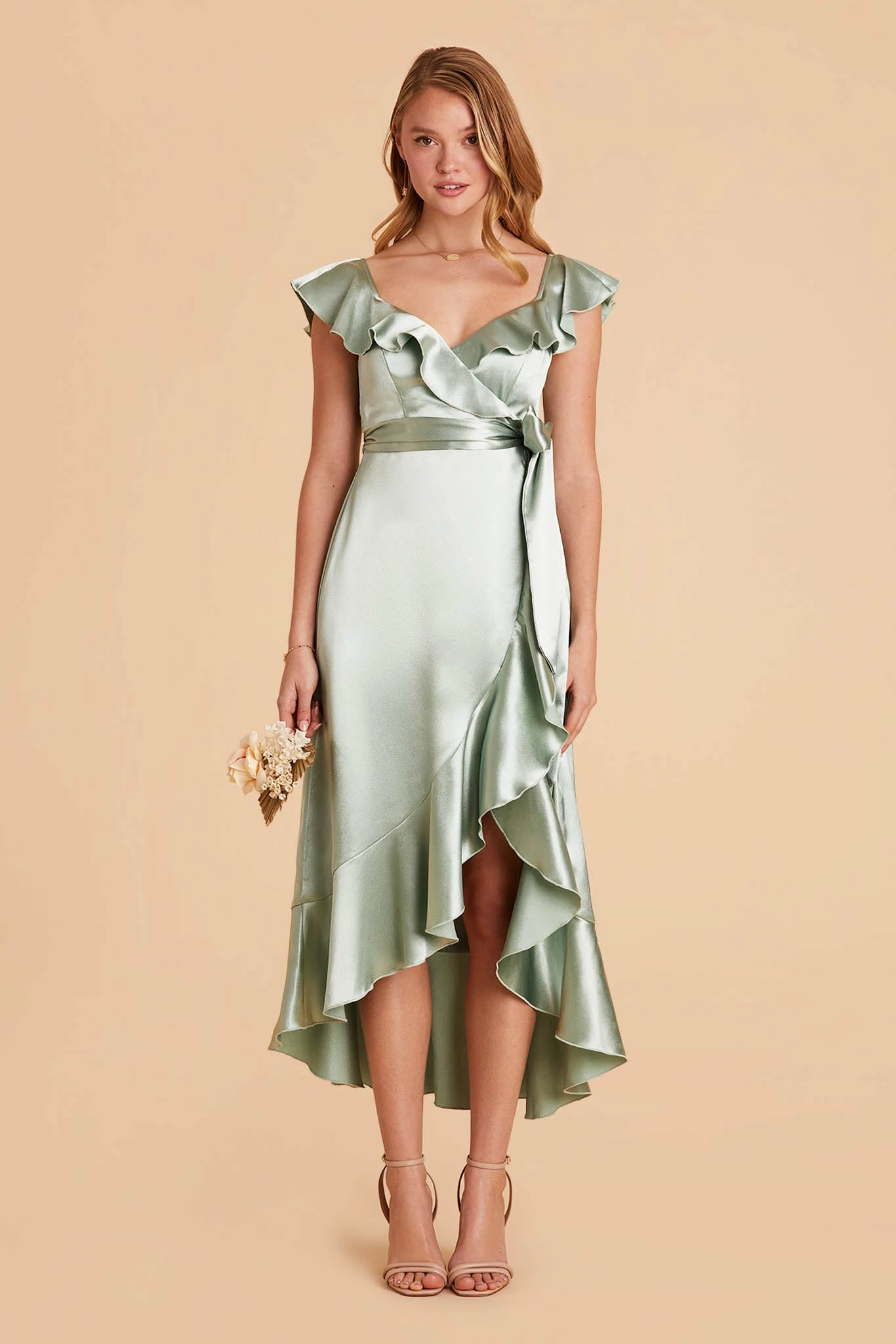 James Shiny Satin Midi Dress - Sage 6 James Shiny Satin Midi Dress - Sage - Image 6