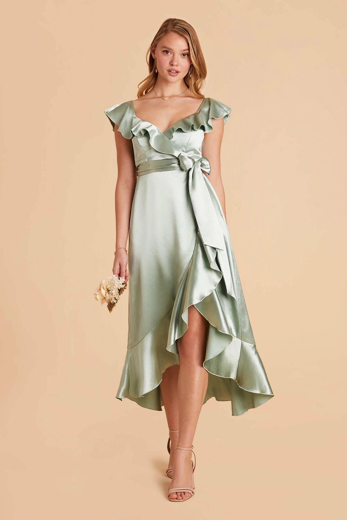 James Shiny Satin Midi Dress - Sage 7 James Shiny Satin Midi Dress - Sage - Image 7