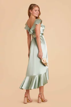 James Shiny Satin Midi Dress - Sage 22 James Shiny Satin Midi Dress - Sage -US Skirt Sales 2024 sage james satin bridesmaid dress 07