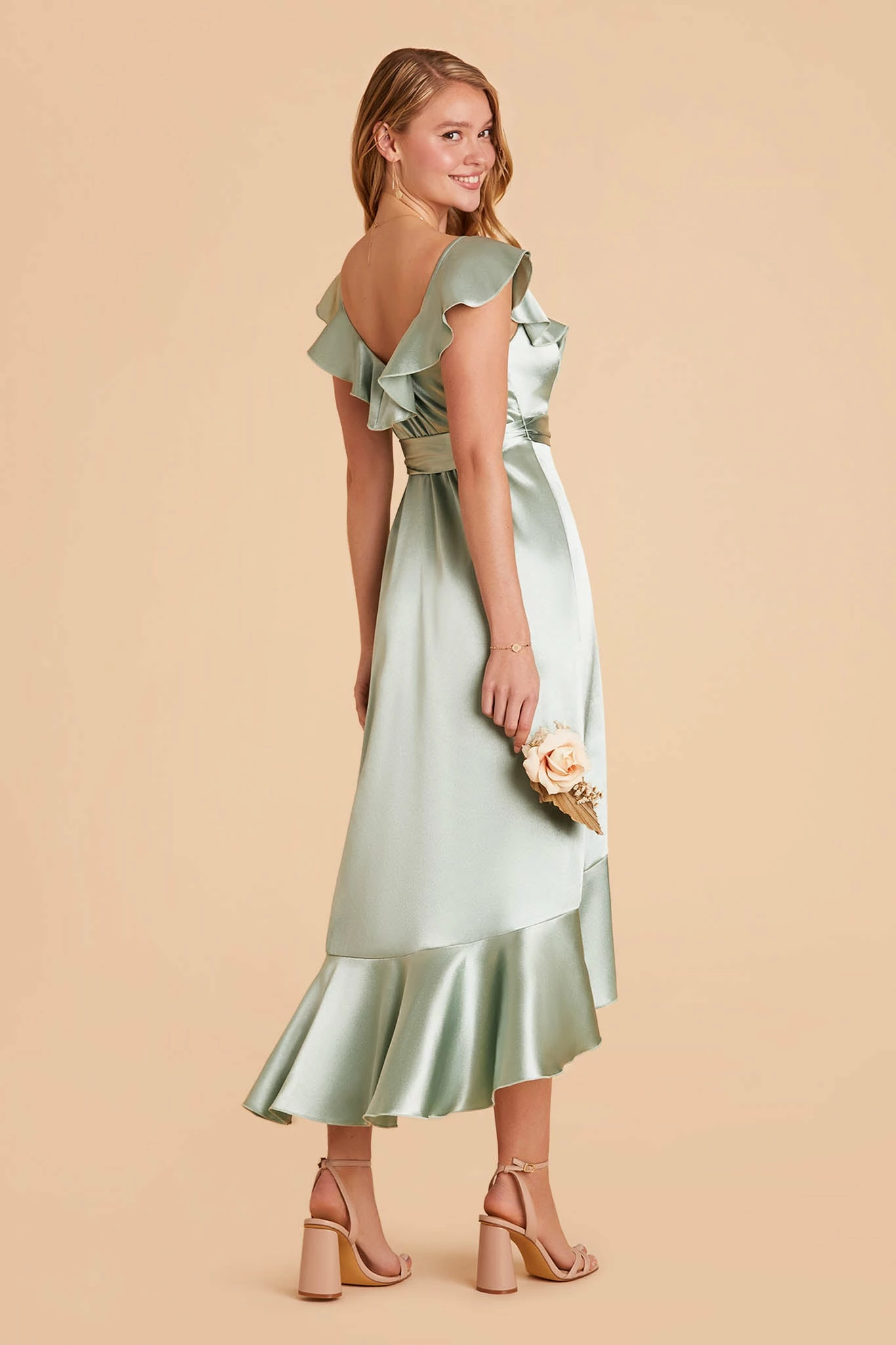 James Shiny Satin Midi Dress - Sage 8 James Shiny Satin Midi Dress - Sage - Image 8