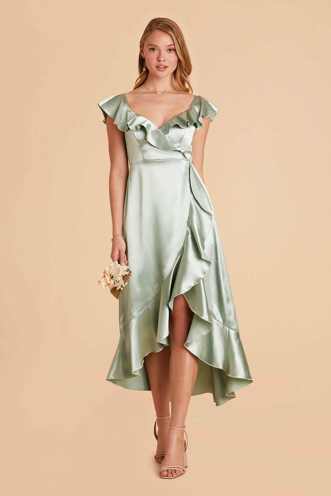 James Shiny Satin Midi Dress - Sage 9 James Shiny Satin Midi Dress - Sage - Image 9