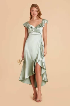 James Shiny Satin Midi Dress - Sage 24 James Shiny Satin Midi Dress - Sage -US Skirt Sales 2024 sage james satin bridesmaid dress 09