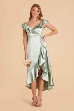James Shiny Satin Midi Dress - Sage 17 James Shiny Satin Midi Dress - Sage -US Skirt Sales 2024 sage james satin bridesmaid dress 10