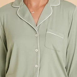 Jonny Long Sleeve Pajama And Pants Set - Sage -US Skirt Sales 2024 sage jonny long sleeve bridesmaid pajama set TMS LIVE PREVIEW 01