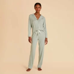 Jonny Long Sleeve Pajama And Pants Set - Sage