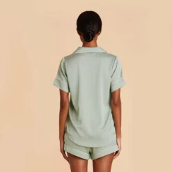 Jonny Satin Pajama Set - Sage 14 Jonny Satin Pajama Set - Sage -US Skirt Sales 2024 sage jonny satin short sleeve set bridesmaid pajamas 03
