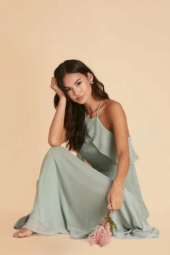 Jules Dress - Sage -US Skirt Sales 2024 sage jules chiffon bridesmaid dress 01