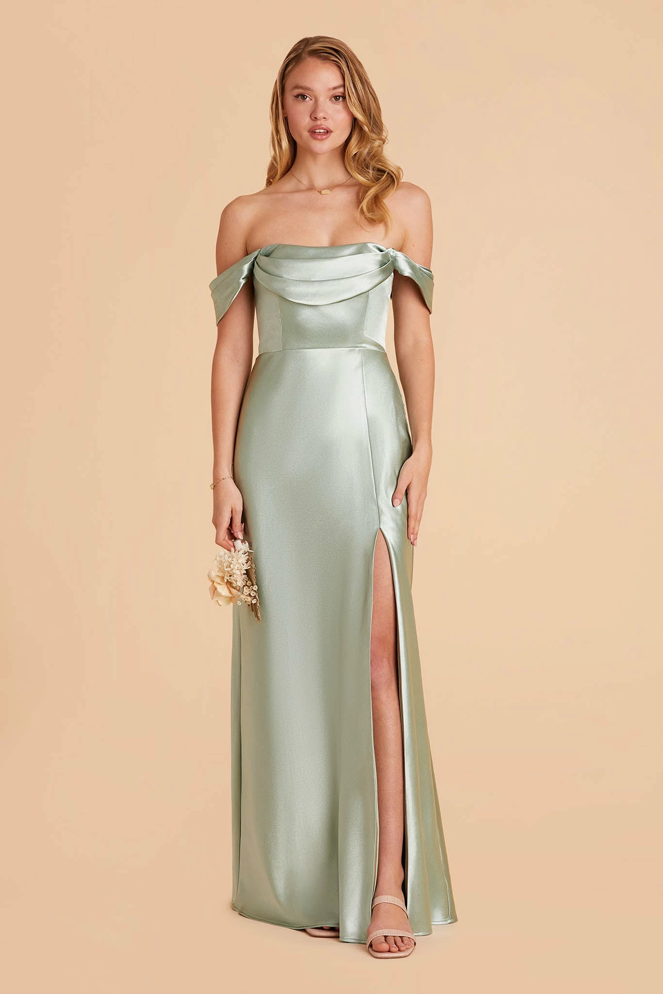 Mia Shiny Satin Convertible Dress - Sage 14 Mia Shiny Satin Convertible Dress - Sage - Image 14
