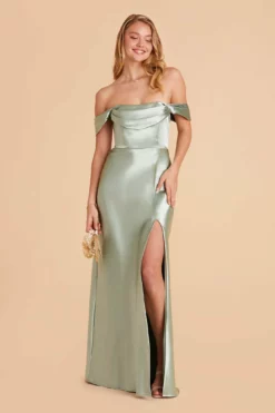 Mia Shiny Satin Convertible Dress - Sage 24 Mia Shiny Satin Convertible Dress - Sage -US Skirt Sales 2024 sage mia convertible satin bridesmaid dress 03