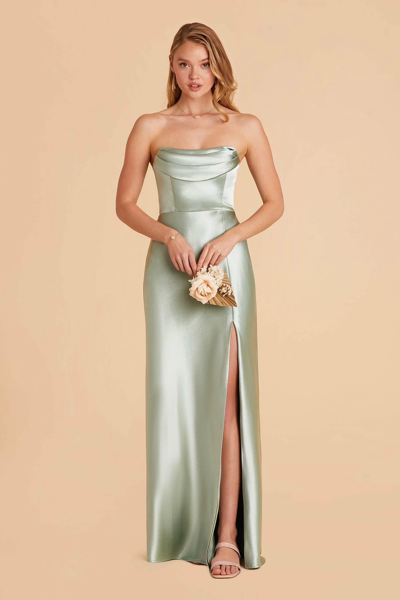 Mia Shiny Satin Convertible Dress - Sage 8 Mia Shiny Satin Convertible Dress - Sage - Image 8