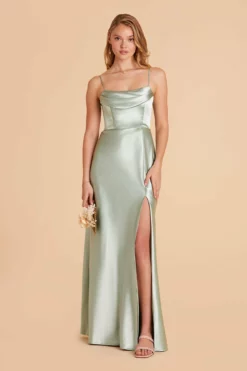 Mia Shiny Satin Convertible Dress - Sage 29 Mia Shiny Satin Convertible Dress - Sage -US Skirt Sales 2024 sage mia convertible satin bridesmaid dress 10