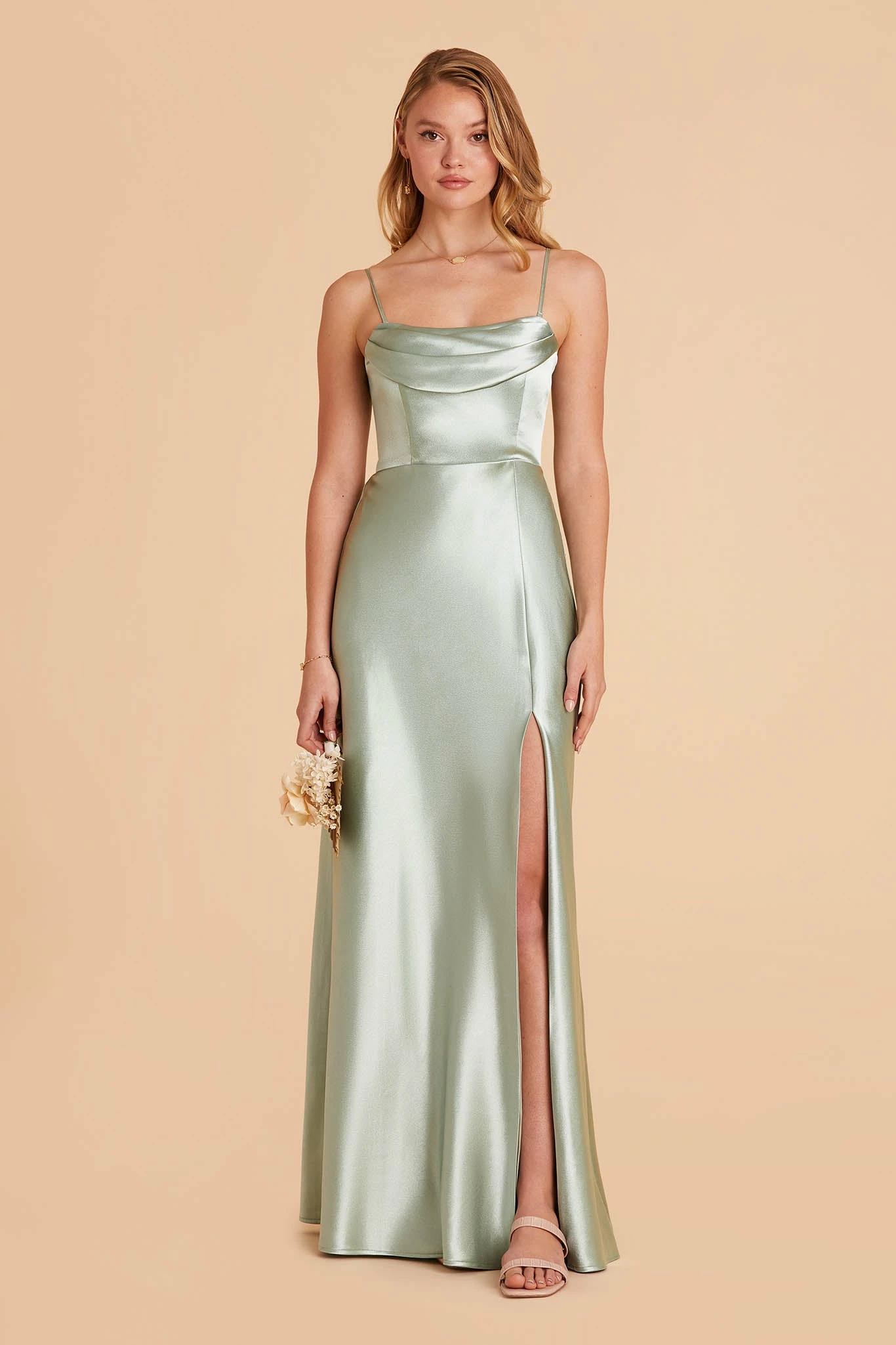 Mia Shiny Satin Convertible Dress - Sage 12 Mia Shiny Satin Convertible Dress - Sage - Image 12
