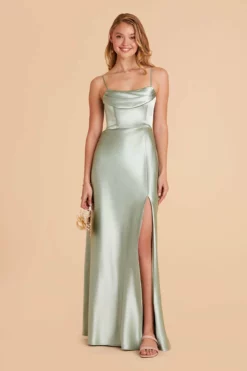 Mia Shiny Satin Convertible Dress - Sage 25 Mia Shiny Satin Convertible Dress - Sage -US Skirt Sales 2024 sage mia convertible satin bridesmaid dress 14
