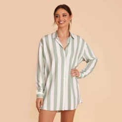 Eddie Sleepshirt - Sage Stripe