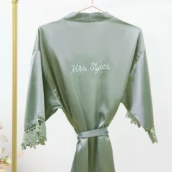 Claudine Lace Robe - Sea Glass 16 Claudine Lace Robe - Sea Glass -US Skirt Sales 2024 sea glass claudine satin lace bridesmaid robe 01