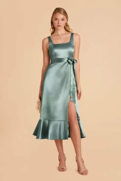 Eugenia Shiny Satin Convertible Midi Dress - Sea Glass -US Skirt Sales 2024 sea glass eugenia convertible satin bridesmaid dress 03 9799d761 9605 4834 835d efe54da57b9c