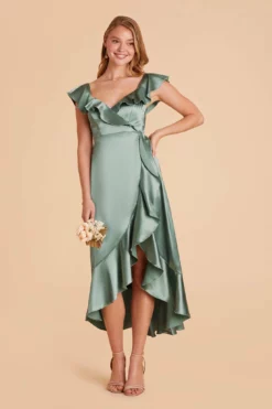 James Shiny Satin Midi Dress - Sea Glass 10 James Shiny Satin Midi Dress - Sea Glass -US Skirt Sales 2024 sea glass james satin bridesmaid dress 03