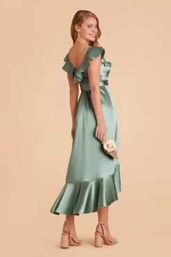 James Shiny Satin Midi Dress - Sea Glass 12 James Shiny Satin Midi Dress - Sea Glass -US Skirt Sales 2024 sea glass james satin bridesmaid dress 04