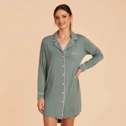 Kamryn Sleepshirt - Sea Glass -US Skirt Sales 2024 sea glass kamryn sleepshirt bridesmaid pajama 01
