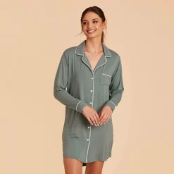 Kamryn Sleepshirt - Sea Glass -US Skirt Sales 2024 sea glass kamryn sleepshirt bridesmaid pajama 03