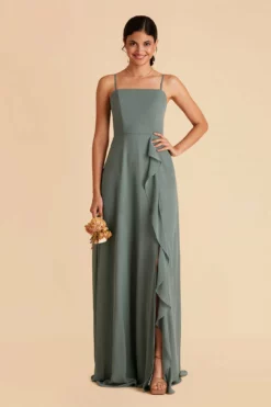 Winnie Convertible Chiffon Dress - Sea Glass -US Skirt Sales 2024 sea glass winnie convertible bridesmaid dress 02