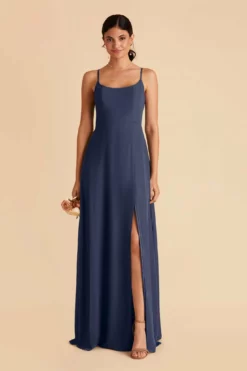 Amy Chiffon Dress - Slate Blue -US Skirt Sales 2024 slate blue amy bridesmaid dress 02