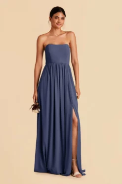 August Convertible Dress - Slate Blue -US Skirt Sales 2024 slate blue convertible slit bridesmaid dress 02