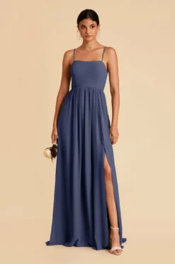 August Convertible Dress - Slate Blue -US Skirt Sales 2024 slate blue convertible slit bridesmaid dress 03