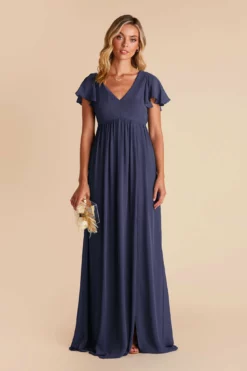 Hannah Empire Dress - Slate Blue -US Skirt Sales 2024 slate blue hannah bridesmaid dress 02