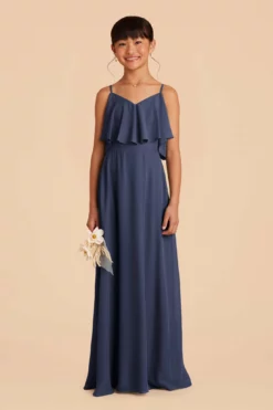 Janie Convertible Junior Dress - Slate Blue -US Skirt Sales 2024 slate blue janie convertible junior bridesmaid dress 02