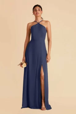 Juliet Chiffon Dress - Slate Blue 11 Juliet Chiffon Dress - Slate Blue -US Skirt Sales 2024 slate blue juliet slit bridesmaid dress 01