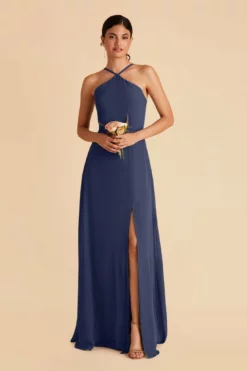 Juliet Chiffon Dress - Slate Blue