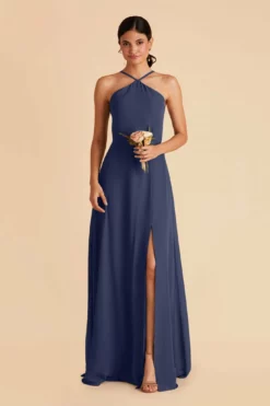 Juliet Chiffon Dress - Slate Blue 10 Juliet Chiffon Dress - Slate Blue -US Skirt Sales 2024 slate blue juliet slit bridesmaid dress 03