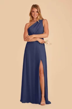 Kira Dress - Slate Blue -US Skirt Sales 2024 slate blue kira slit bridesmaid dress 02