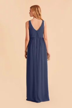 Laurie Empire Dress - Slate Blue -US Skirt Sales 2024 slate blue laurie slit bridesmaid dress 04