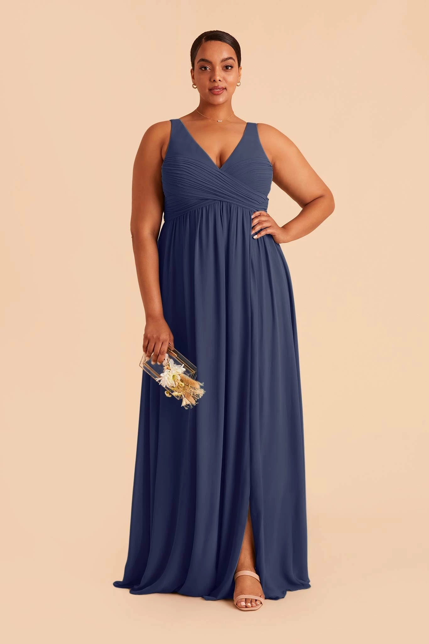 Laurie Empire Dress - Slate Blue