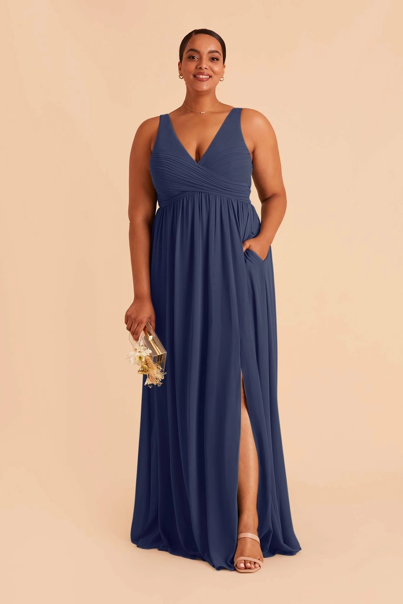 Laurie Empire Dress - Slate Blue - Image 7