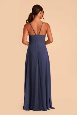 Theresa Chiffon Dress - Slate Blue -US Skirt Sales 2024 slate blue theresa convertible slit bridesmaid dress 05