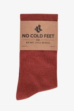Solid Groomsmen Socks By No Cold Feet - Burnt Orange -US Skirt Sales 2024 solid burnt orange groomsmen socks no cold feet 03
