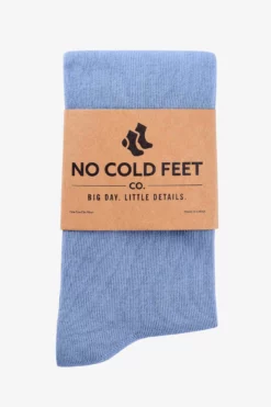 Solid Groomsmen Socks By No Cold Feet - Dusty Blue -US Skirt Sales 2024 solid dusty blue groomsmen socks no cold feet 03