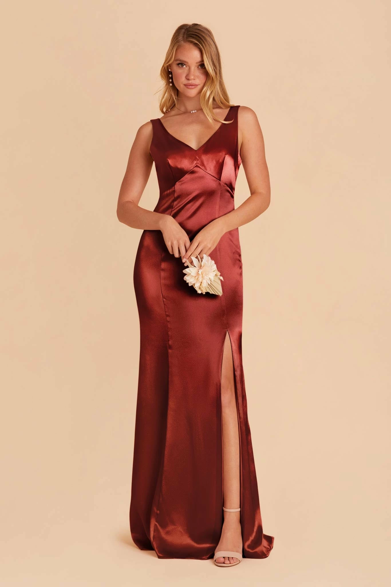 Gloria Shiny Satin Dress - Spice 1 Gloria Shiny Satin Dress - Spice