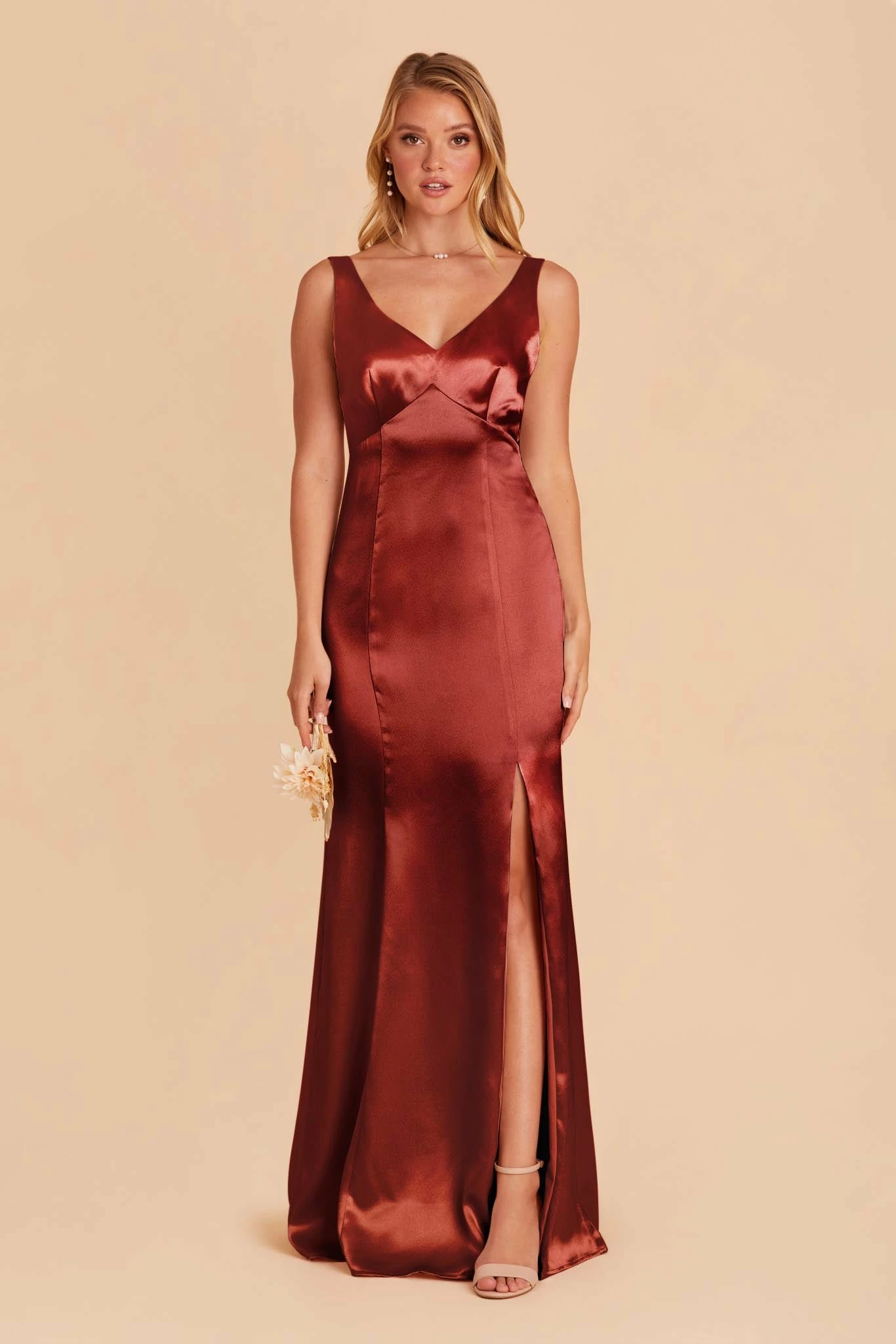 Gloria Shiny Satin Dress - Spice 4 Gloria Shiny Satin Dress - Spice - Image 4