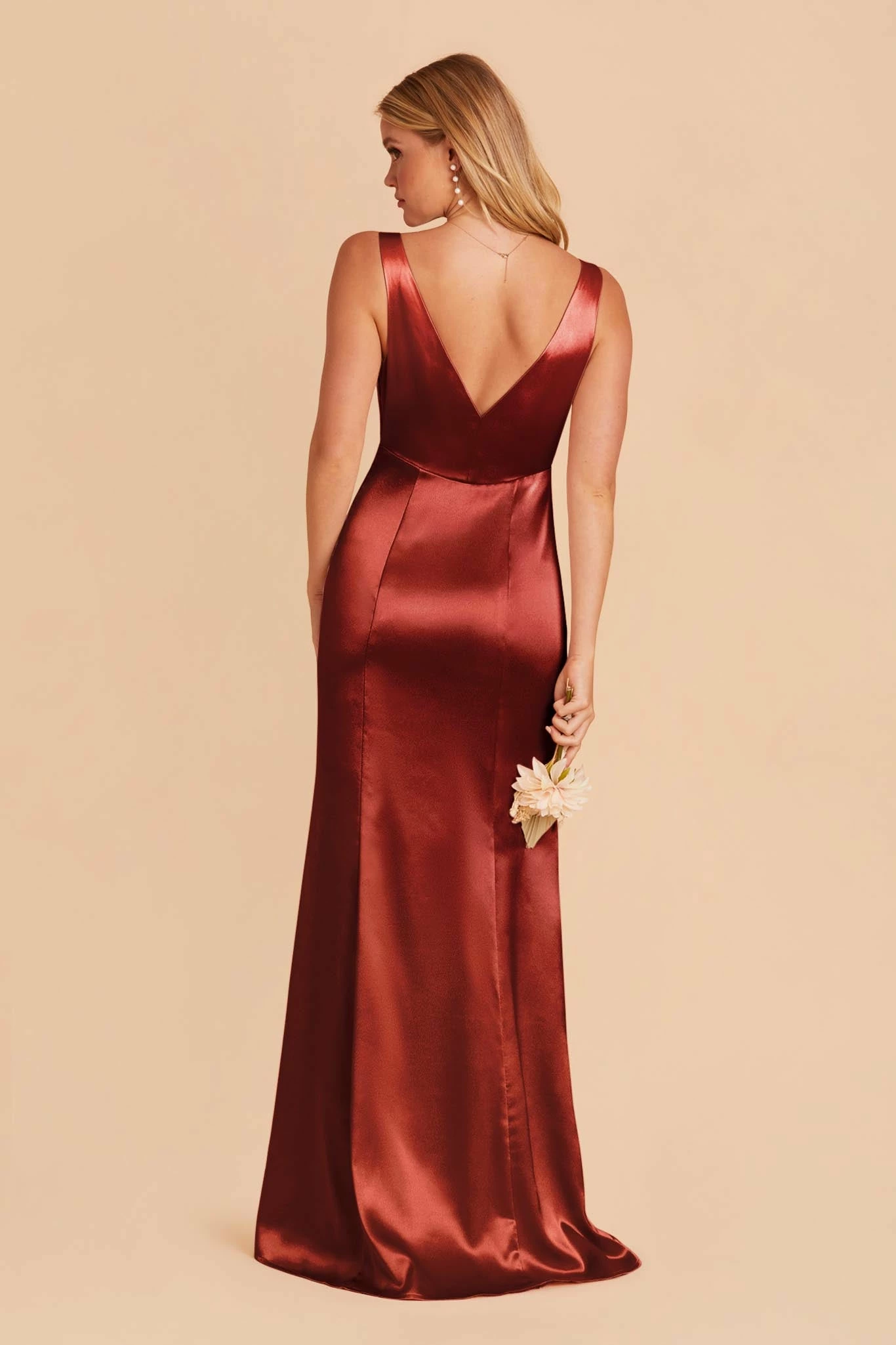 Gloria Shiny Satin Dress - Spice 5 Gloria Shiny Satin Dress - Spice - Image 5