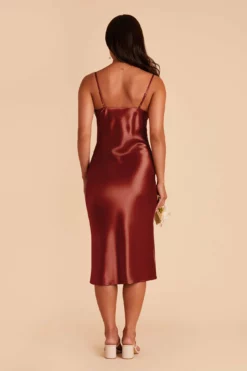Lisa Shiny Satin Midi Dress - Spice -US Skirt Sales 2024 spice lisa midi satin bridesmaid dress 05