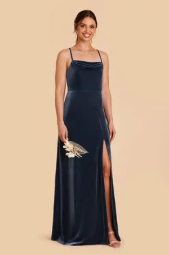 Ash Velvet Dress - Storm Blue